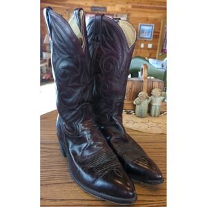 Acme Vintage Leather Burgundy‎ Embroidered Cowboy Boots • Men's Size 12 D